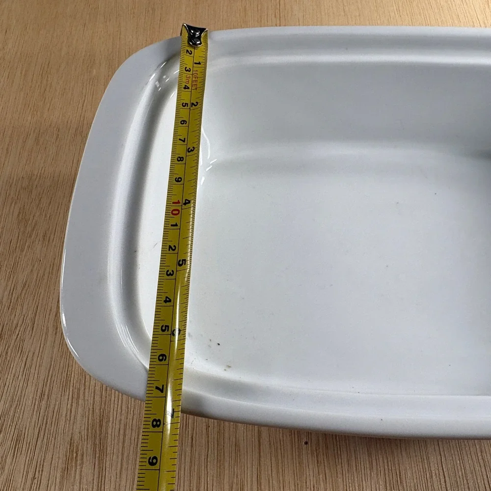 White Ceramic Rectangular Baking Dish Casserole Stoneware Serving Pan 10in